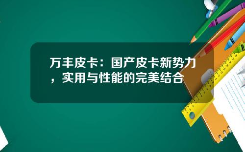 万丰皮卡：国产皮卡新势力，实用与性能的完美结合