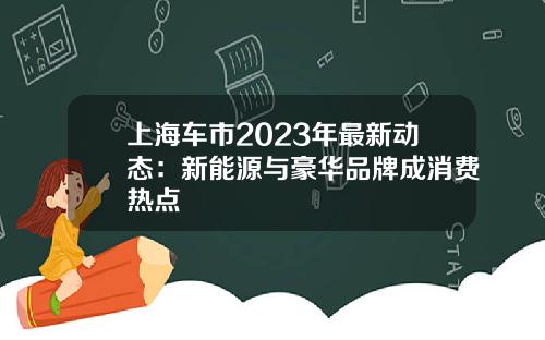 上海车市2023年最新动态：新能源与豪华品牌成消费热点