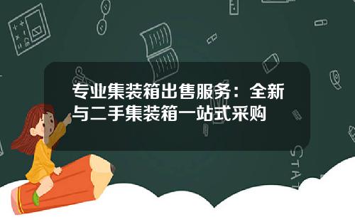 专业集装箱出售服务：全新与二手集装箱一站式采购