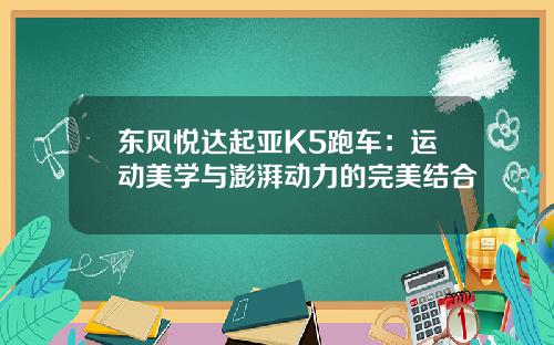 东风悦达起亚K5跑车：运动美学与澎湃动力的完美结合