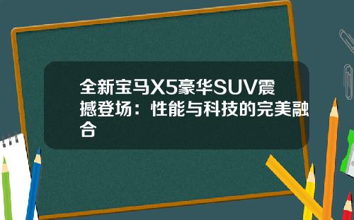 全新宝马X5豪华SUV震撼登场：性能与科技的完美融合