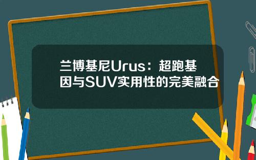 兰博基尼Urus：超跑基因与SUV实用性的完美融合