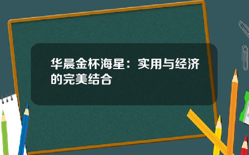 华晨金杯海星：实用与经济的完美结合