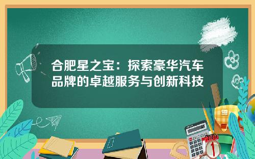 合肥星之宝：探索豪华汽车品牌的卓越服务与创新科技
