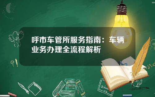 呼市车管所服务指南：车辆业务办理全流程解析