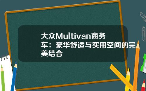 大众Multivan商务车：豪华舒适与实用空间的完美结合