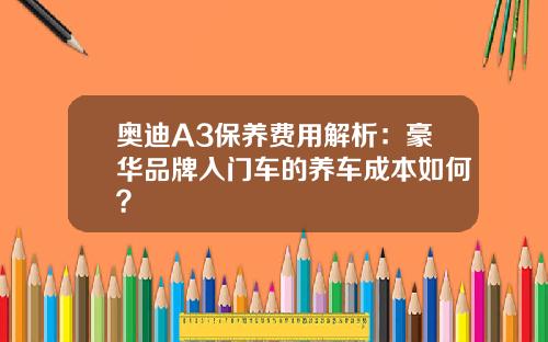 奥迪A3保养费用解析：豪华品牌入门车的养车成本如何？