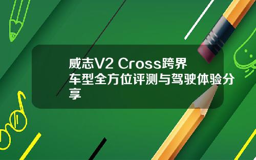 威志V2 Cross跨界车型全方位评测与驾驶体验分享