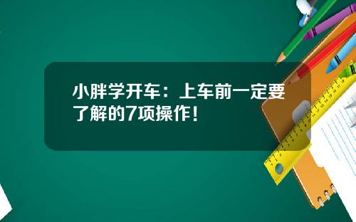 小胖学开车:上车前一定要了解的7项操作!