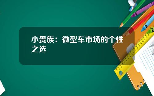 小贵族：微型车市场的个性之选