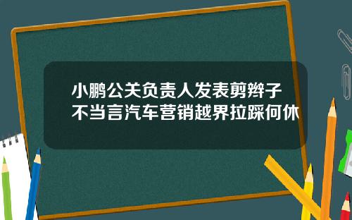 小鹏公关负责人发表剪辫子不当言汽车营销越界拉踩何休