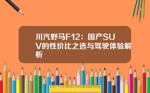 川汽野马F12：国产SUV的性价比之选与驾驶体验解析