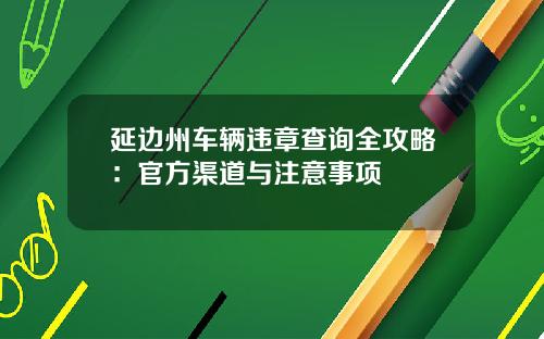 延边州车辆违章查询全攻略:官方渠道与注意事项