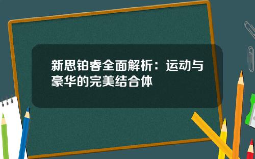 新思铂睿全面解析：运动与豪华的完美结合体