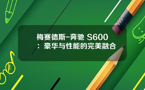 梅赛德斯-奔驰 S600：豪华与性能的完美融合
