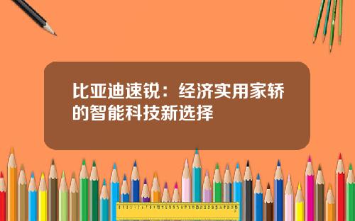 比亚迪速锐：经济实用家轿的智能科技新选择