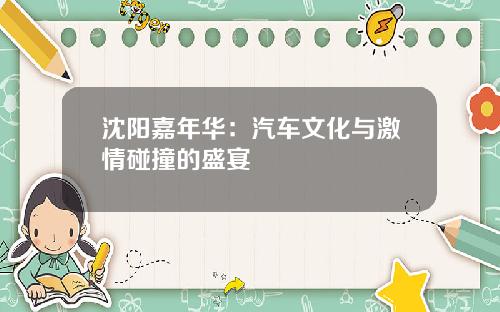 沈阳嘉年华:汽车文化与激情碰撞的盛宴