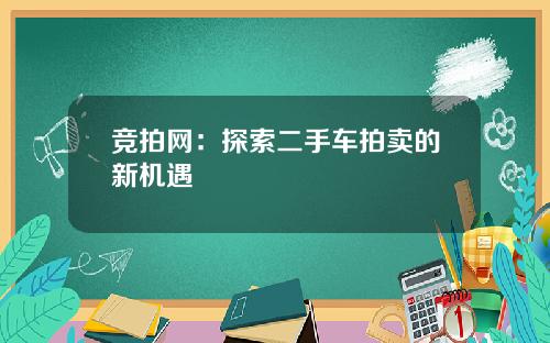 竞拍网：探索二手车拍卖的新机遇