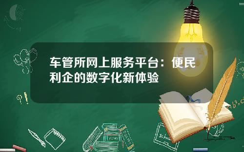 车管所网上服务平台：便民利企的数字化新体验