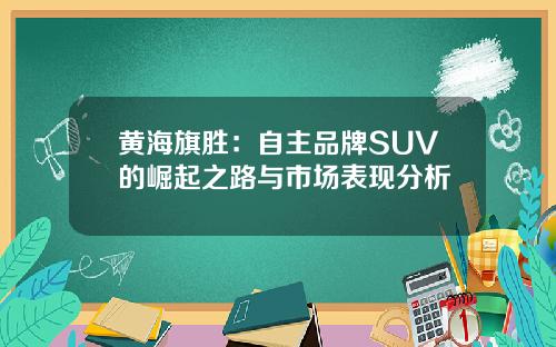 黄海旗胜：自主品牌SUV的崛起之路与市场表现分析