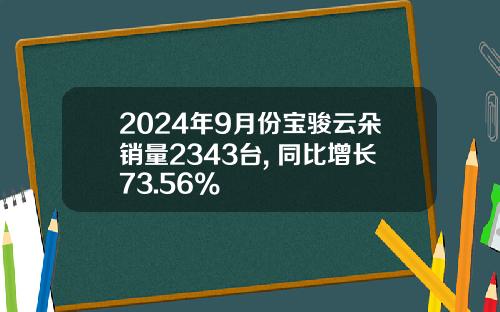 2024年9月份宝骏云朵销量2343台, 同比增长73.56%