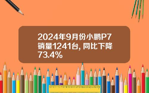 2024年9月份小鹏P7销量1241台, 同比下降73.4%