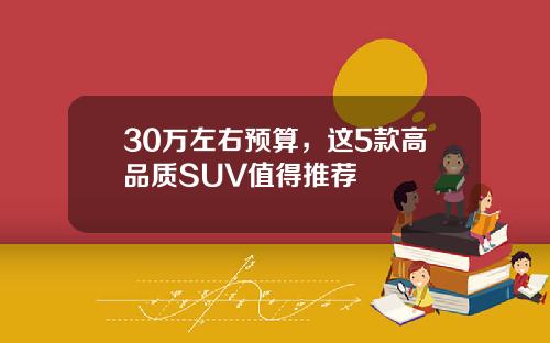 30万左右预算，这5款高品质SUV值得推荐