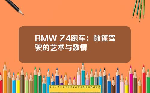 BMW Z4跑车：敞篷驾驶的艺术与激情